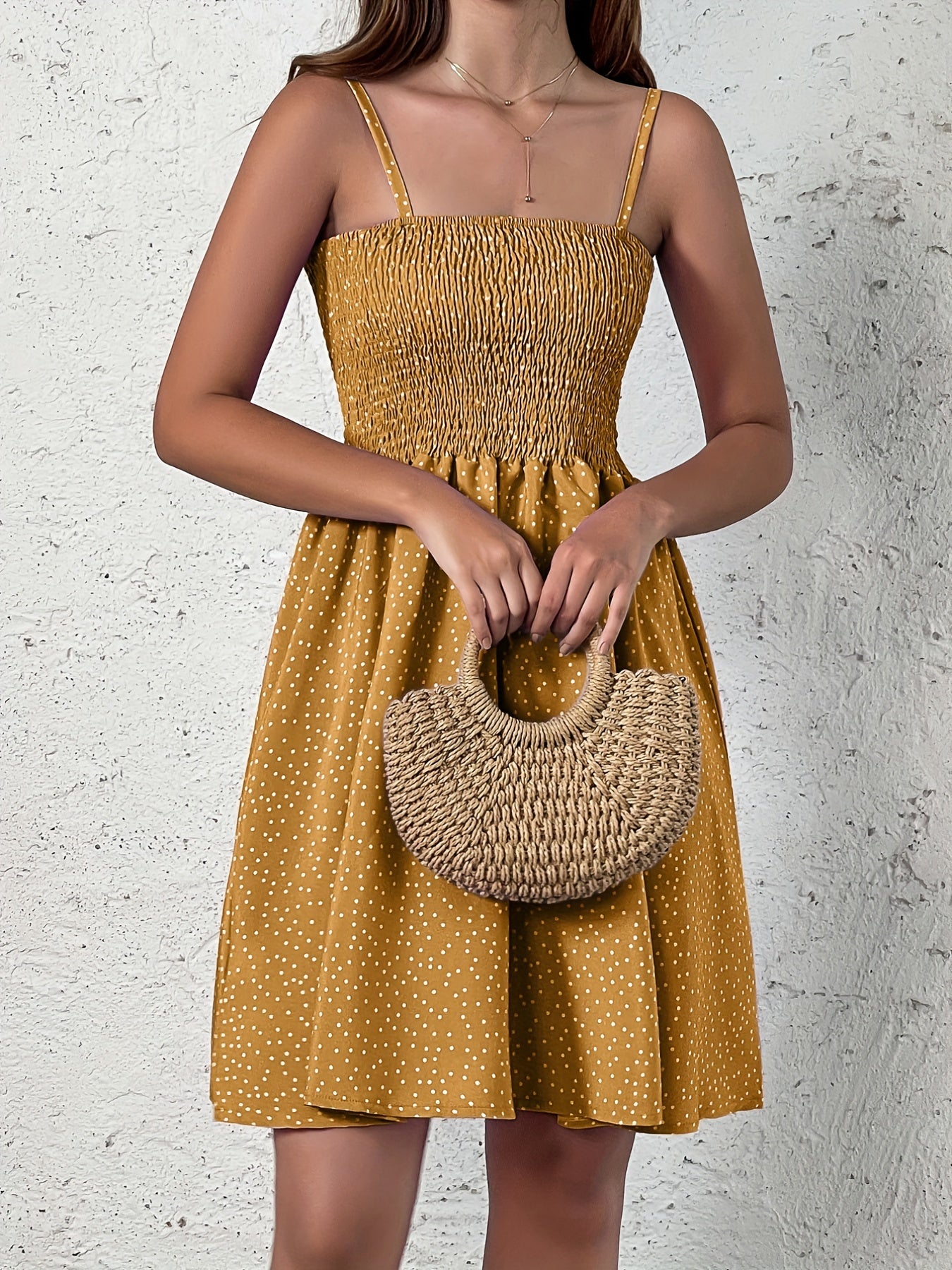 Polka Dot Sommerkleid Damen – Rückenfreies Cami-Kleid, Freizeitkleidung
