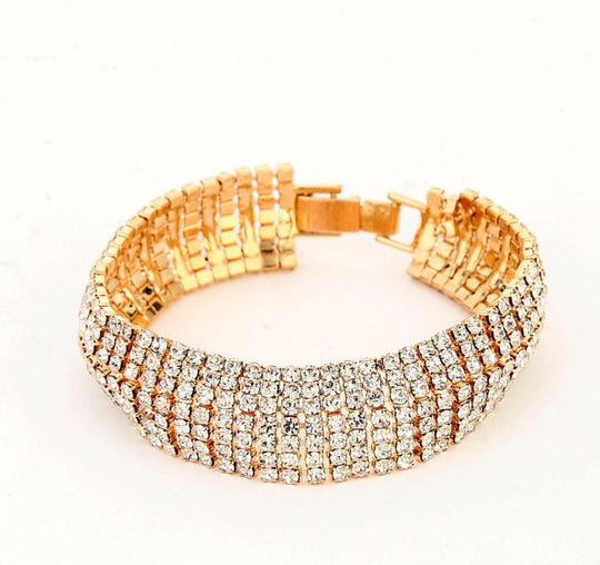 Damen Elegantes Breites Mehrreihiges Hochzeitsgast Armband | Formelle