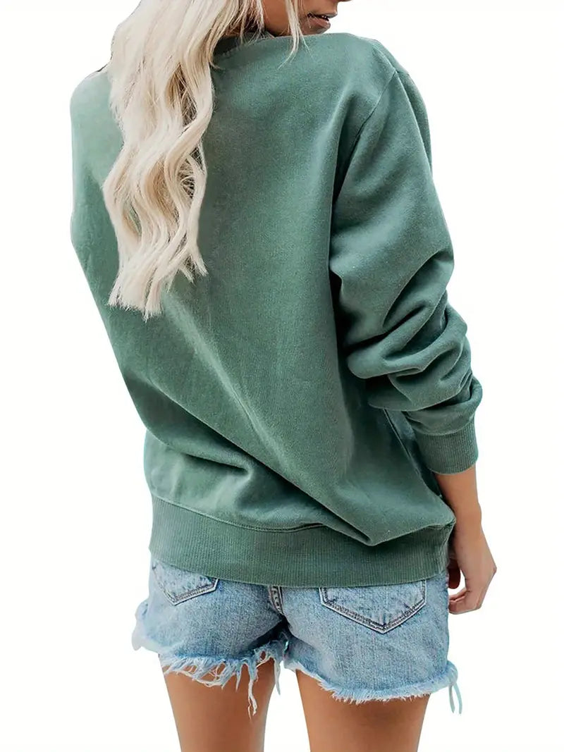 Lässig Sweatshirt mit Rundhalsausschnitt und Blumendruck für Damen
