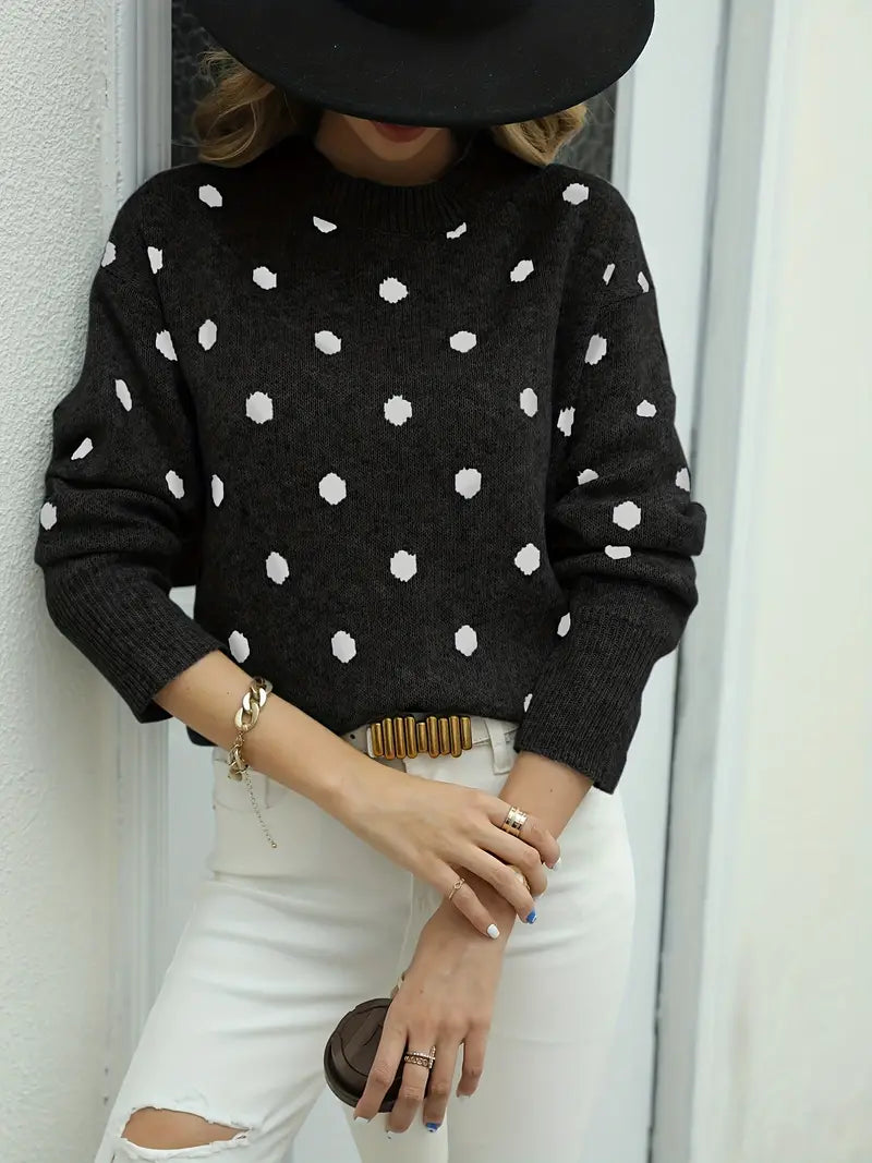 Eleganter Pullover mit Rundhalsausschnitt im modernen Polka Dot Design