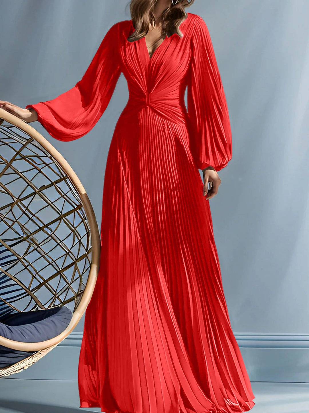 Damenkleid Mit V Ausschnitt In Rot Für Hochzeitsgäst | Maxi