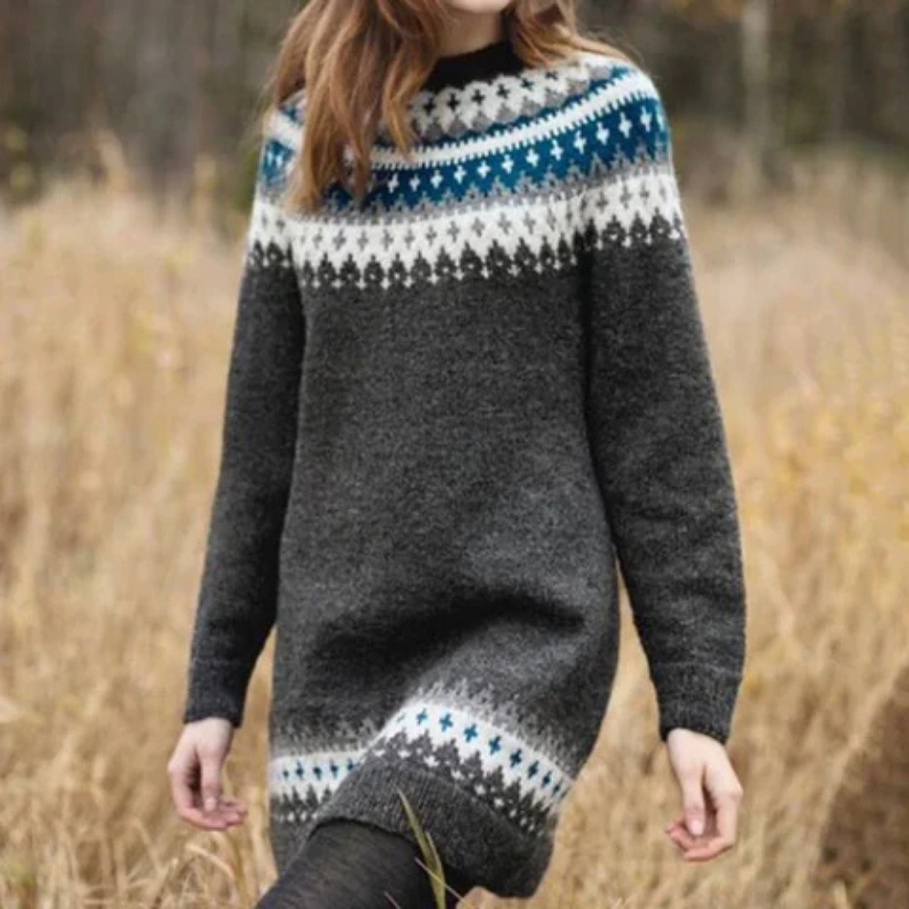 Stylischer Norweger Pullover Damen | Lang