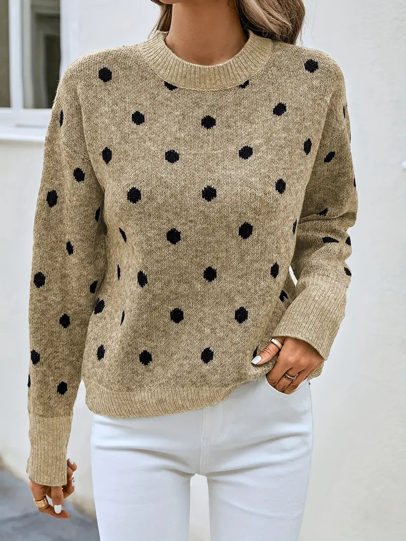 Eleganter Pullover mit Rundhalsausschnitt im modernen Polka Dot Design