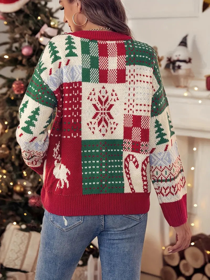 Weihnachtspullover mit festlichem Charme und Rundhalsausschnitt