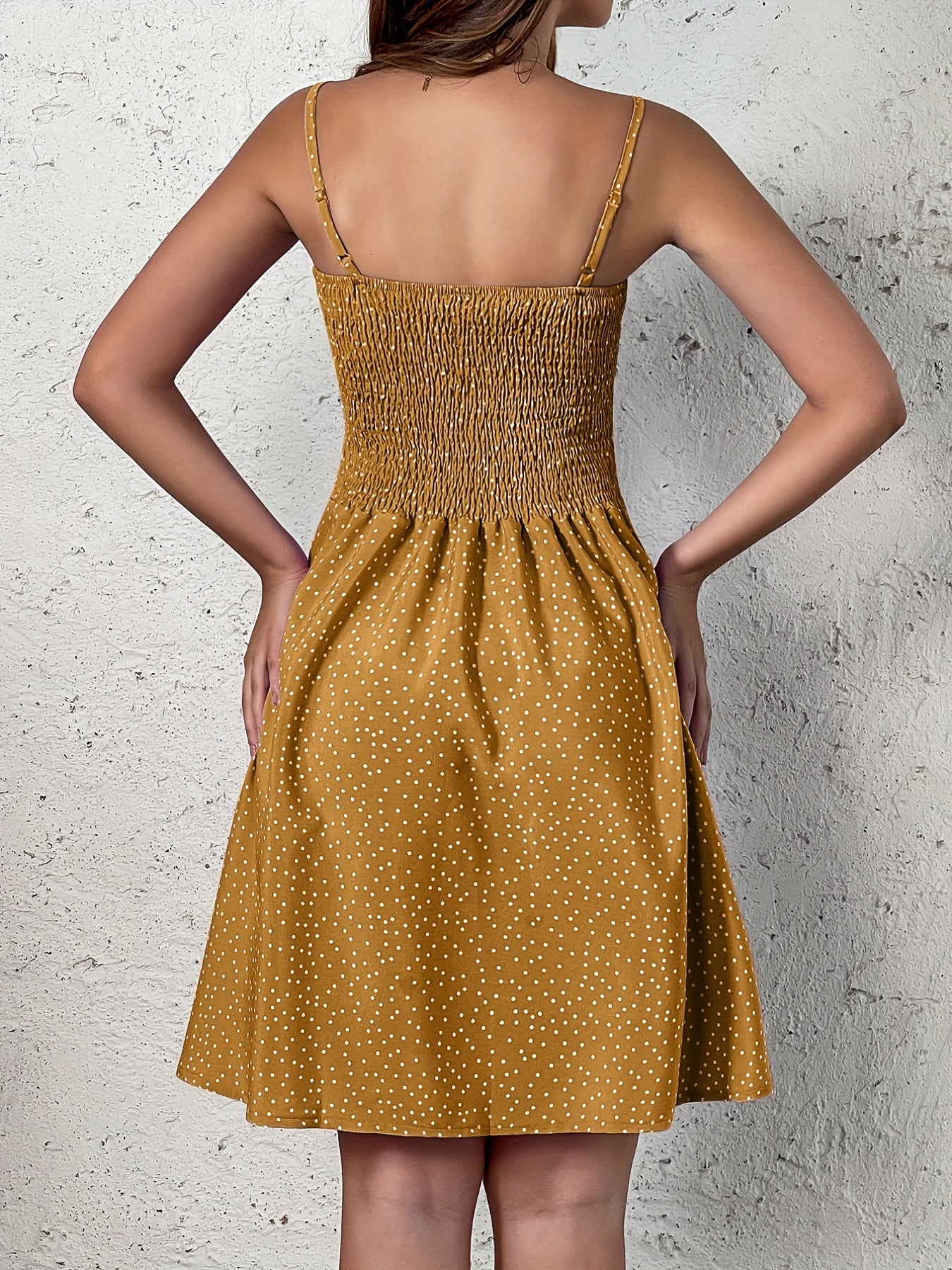 Polka Dot Sommerkleid Damen – Rückenfreies Cami-Kleid, Freizeitkleidung