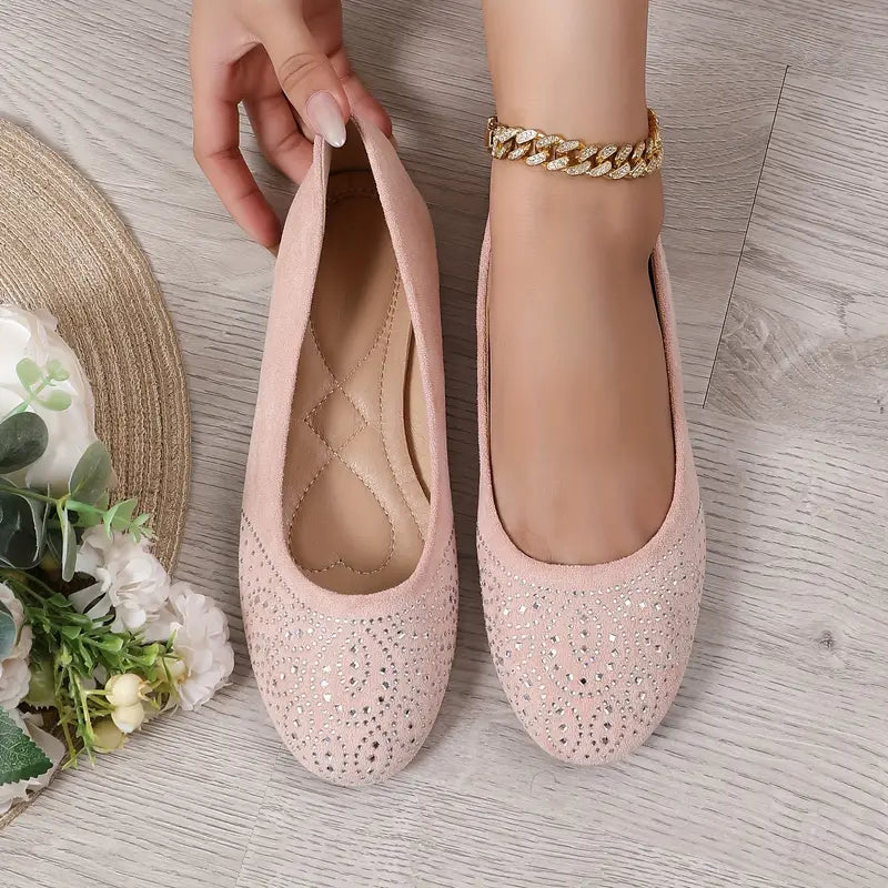 Ballerinas mit Strass Dekor und weicher Sohle