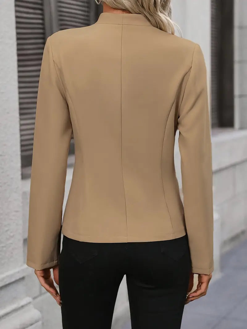 Eleganter Blazer mit langen Ärmeln und offener Front, Camel