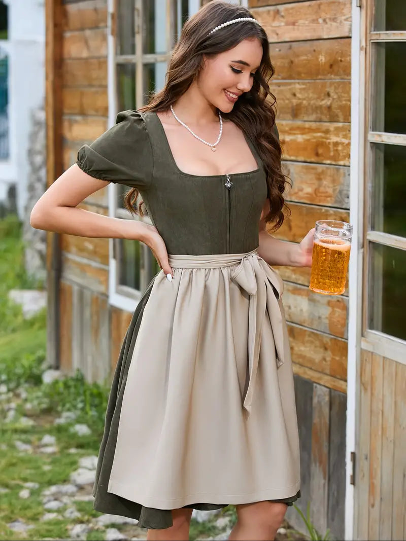 Oktoberfest Vintage Wildlederimitat Trachtenkostüm