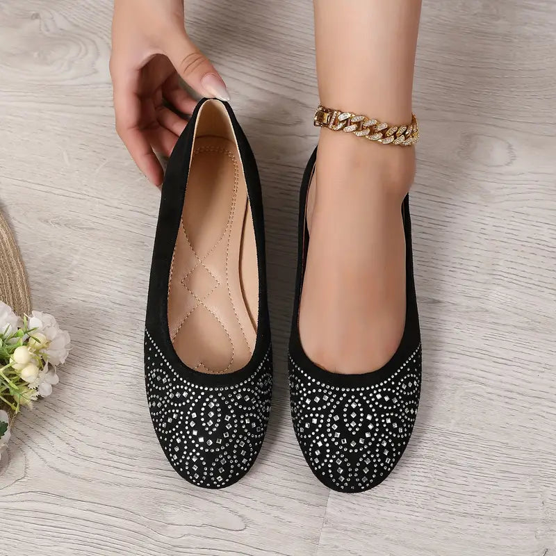 Ballerinas mit Strass Dekor und weicher Sohle