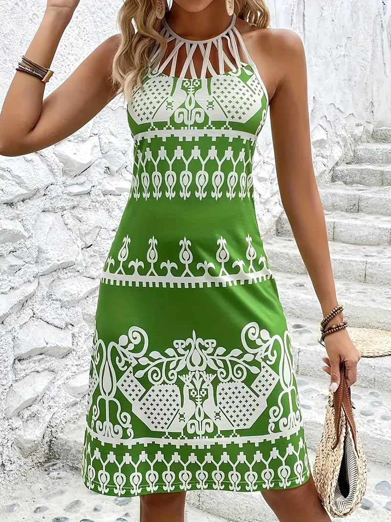 Kleid mit Choker-Ausschnitt und Tribal-Print