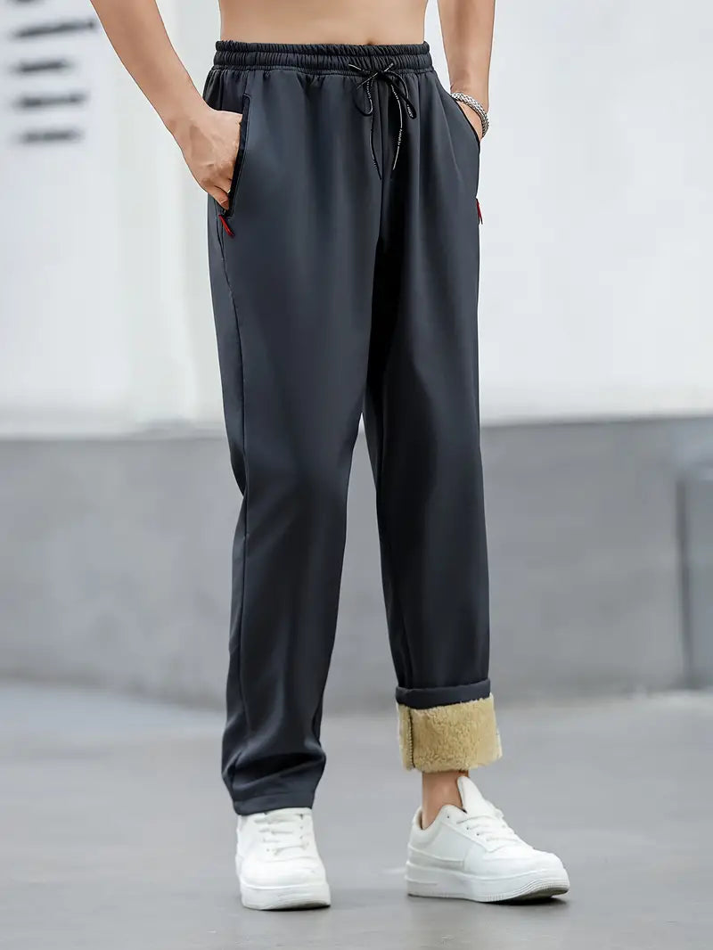 Herren Winter Fleece-gefütterte Thermo-Reißverschlusstaschen-Hose