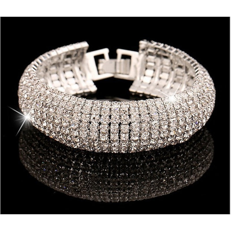 Damen Elegantes Breites Mehrreihiges Hochzeitsgast Armband | Formelle