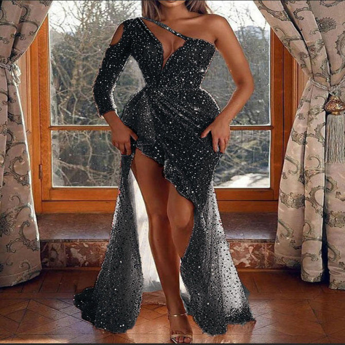 Damen Wickel Glitzer Brautkleid | Maxi