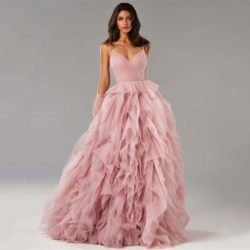 Damen Spaghettiträger Ballkleid | Maxi