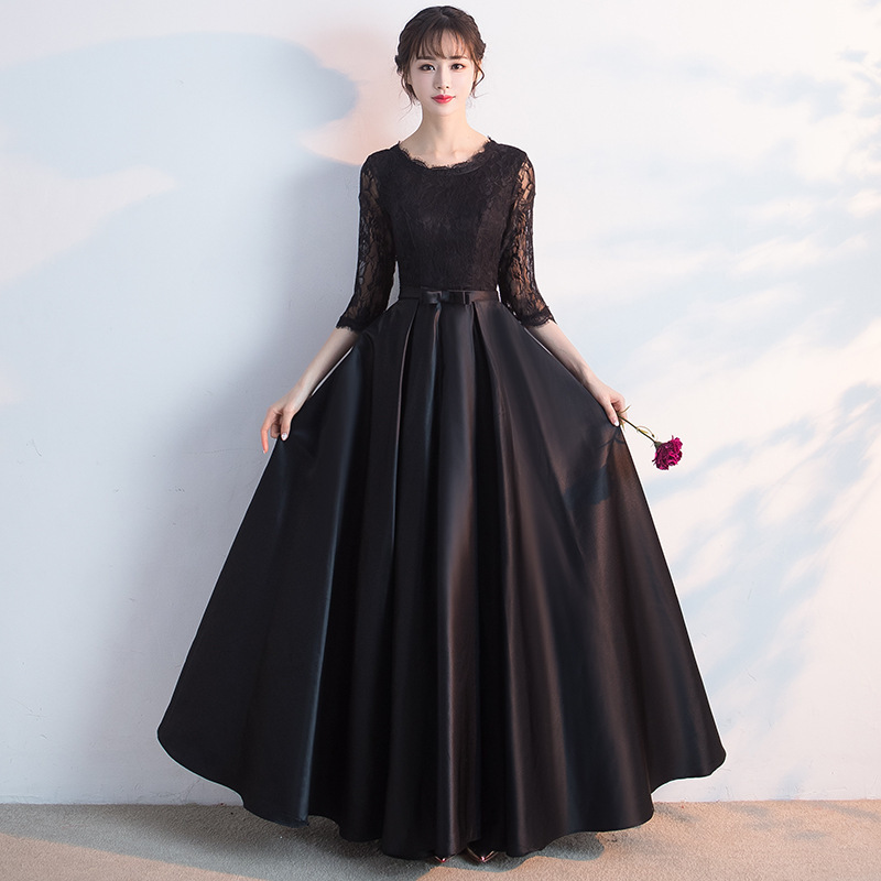 Schwarz Langarmkleid Für Damen | Maxi