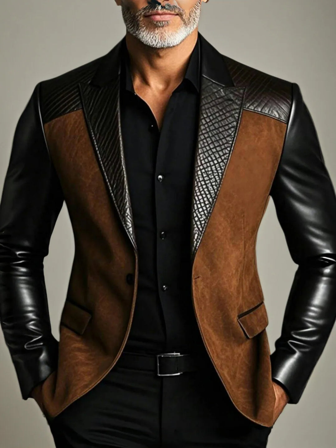 Herren Stilvoll Zweifarbige Blazerjacke | Langarm