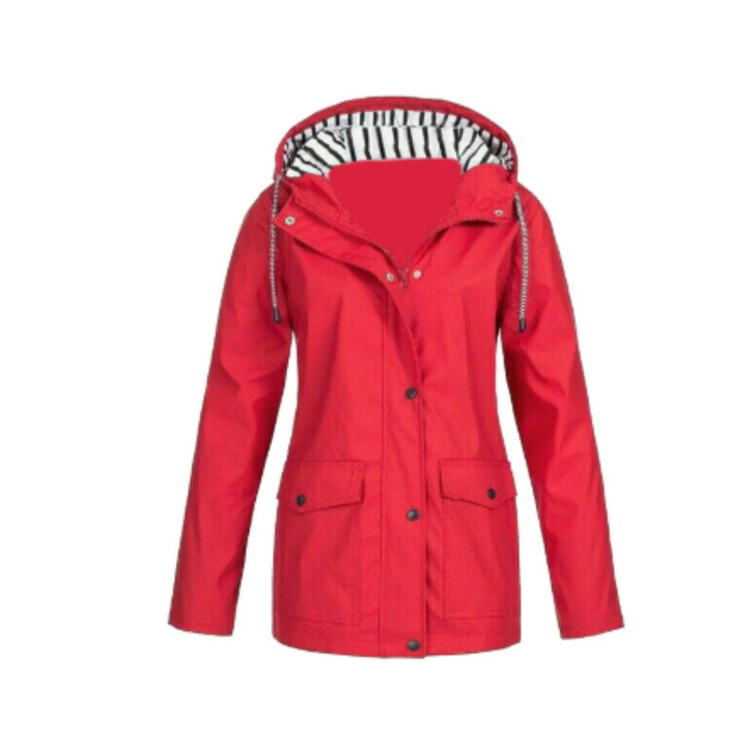 Hellee - Lässiger Langarmmantel mit Kapuze Windbreaker Trenchcoat