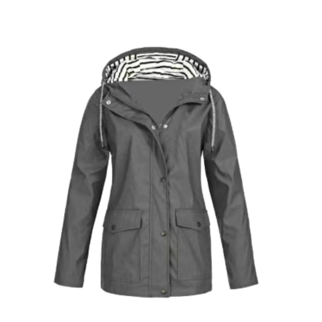 Hellee - Lässiger Langarmmantel mit Kapuze Windbreaker Trenchcoat
