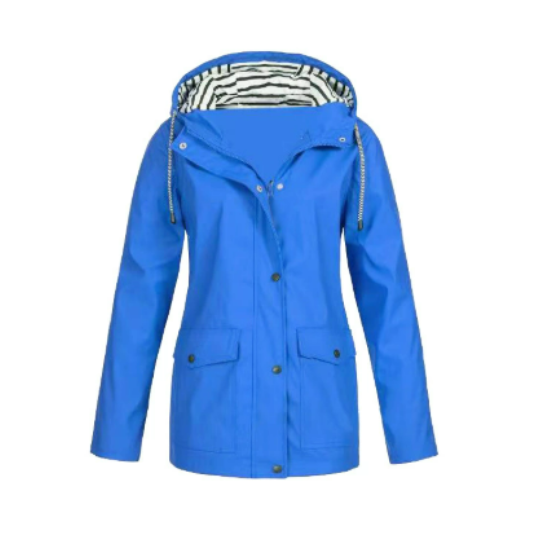 Hellee - Lässiger Langarmmantel mit Kapuze Windbreaker Trenchcoat