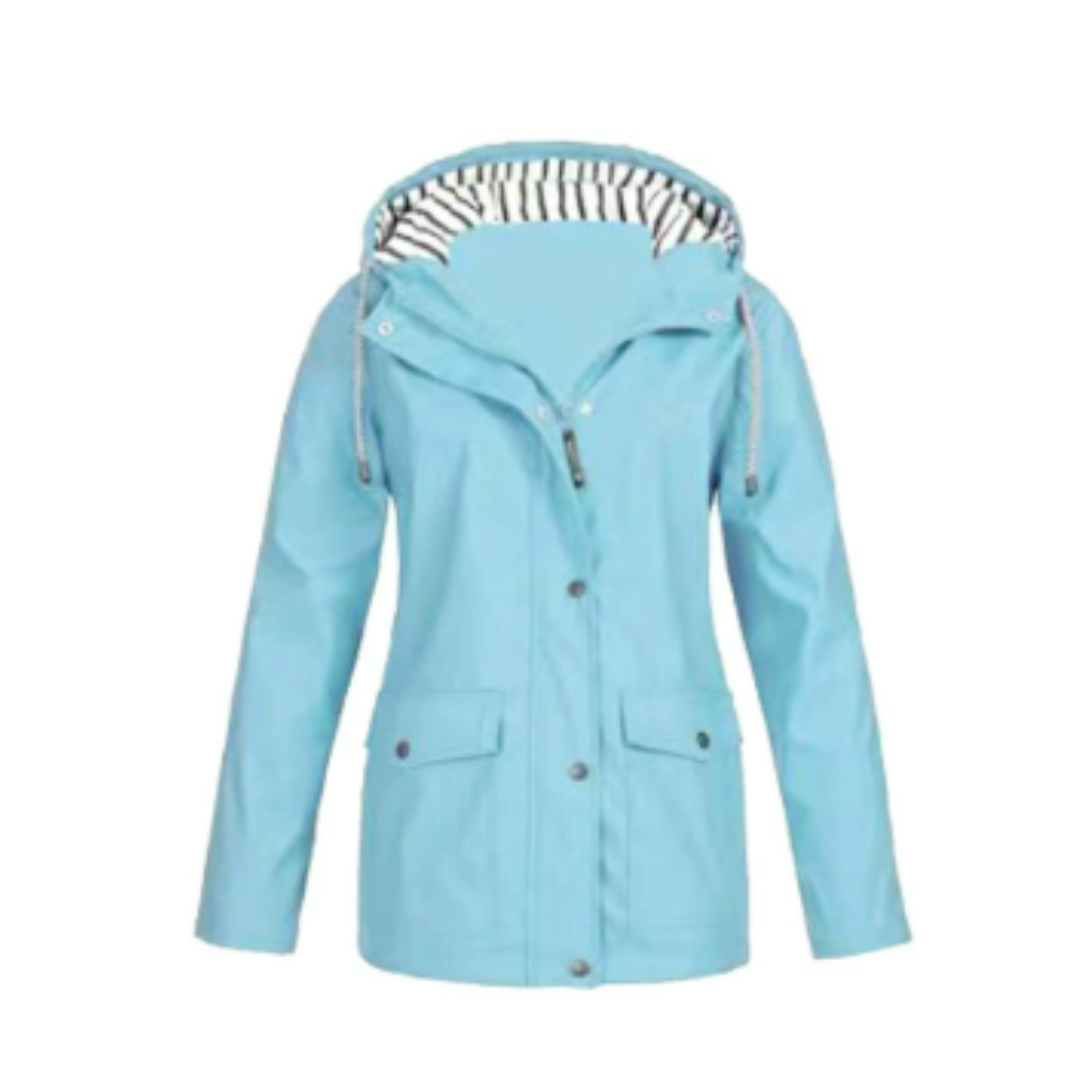Hellee - Lässiger Langarmmantel mit Kapuze Windbreaker Trenchcoat