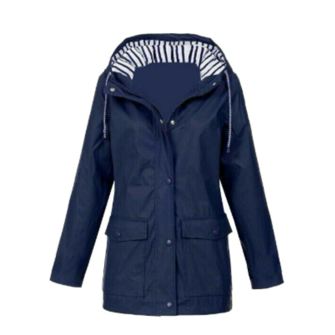 Hellee - Lässiger Langarmmantel mit Kapuze Windbreaker Trenchcoat