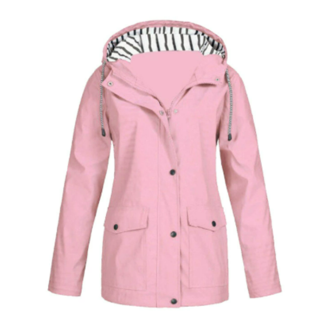 Hellee - Lässiger Langarmmantel mit Kapuze Windbreaker Trenchcoat