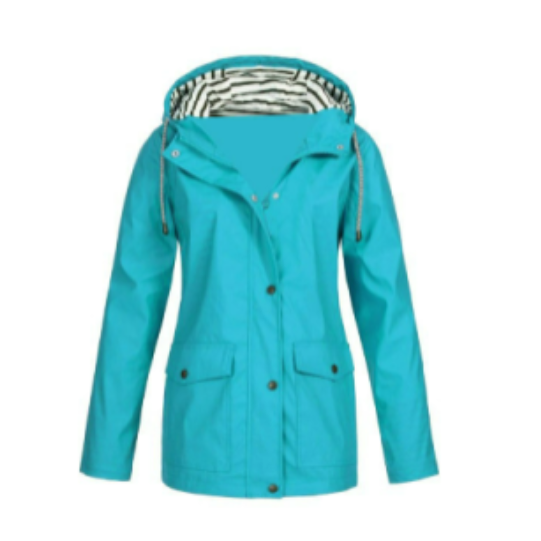 Hellee - Lässiger Langarmmantel mit Kapuze Windbreaker Trenchcoat