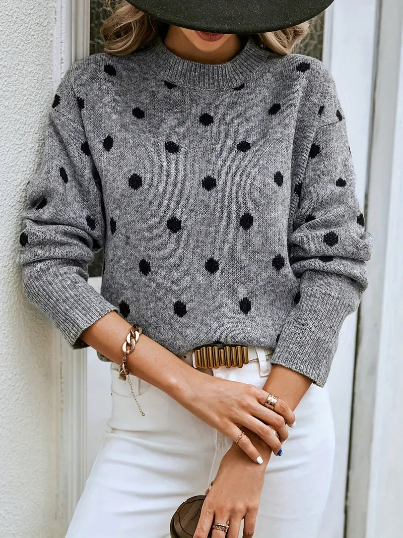 Eleganter Pullover mit Rundhalsausschnitt im modernen Polka Dot Design