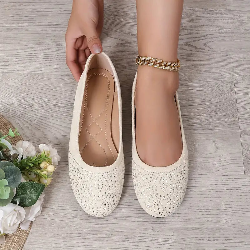 Ballerinas mit Strass Dekor und weicher Sohle