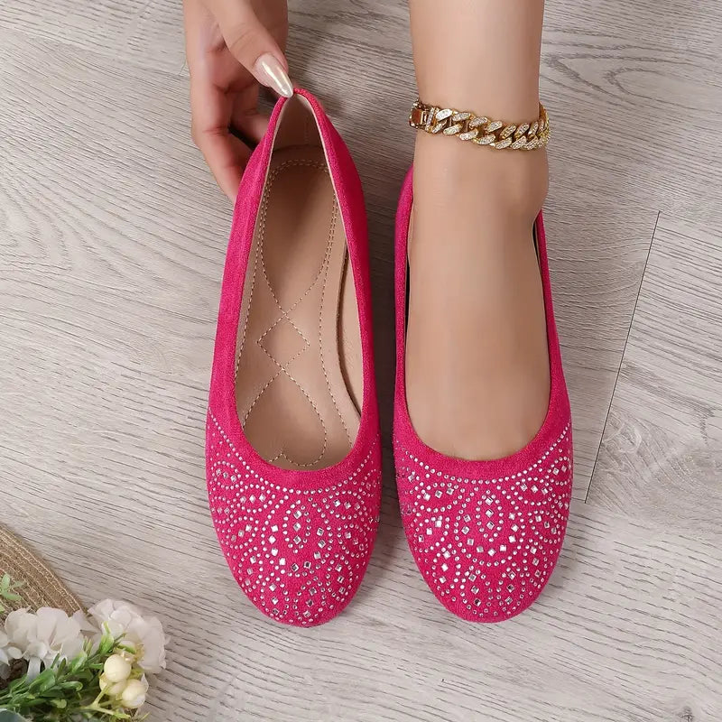 Ballerinas mit Strass Dekor und weicher Sohle