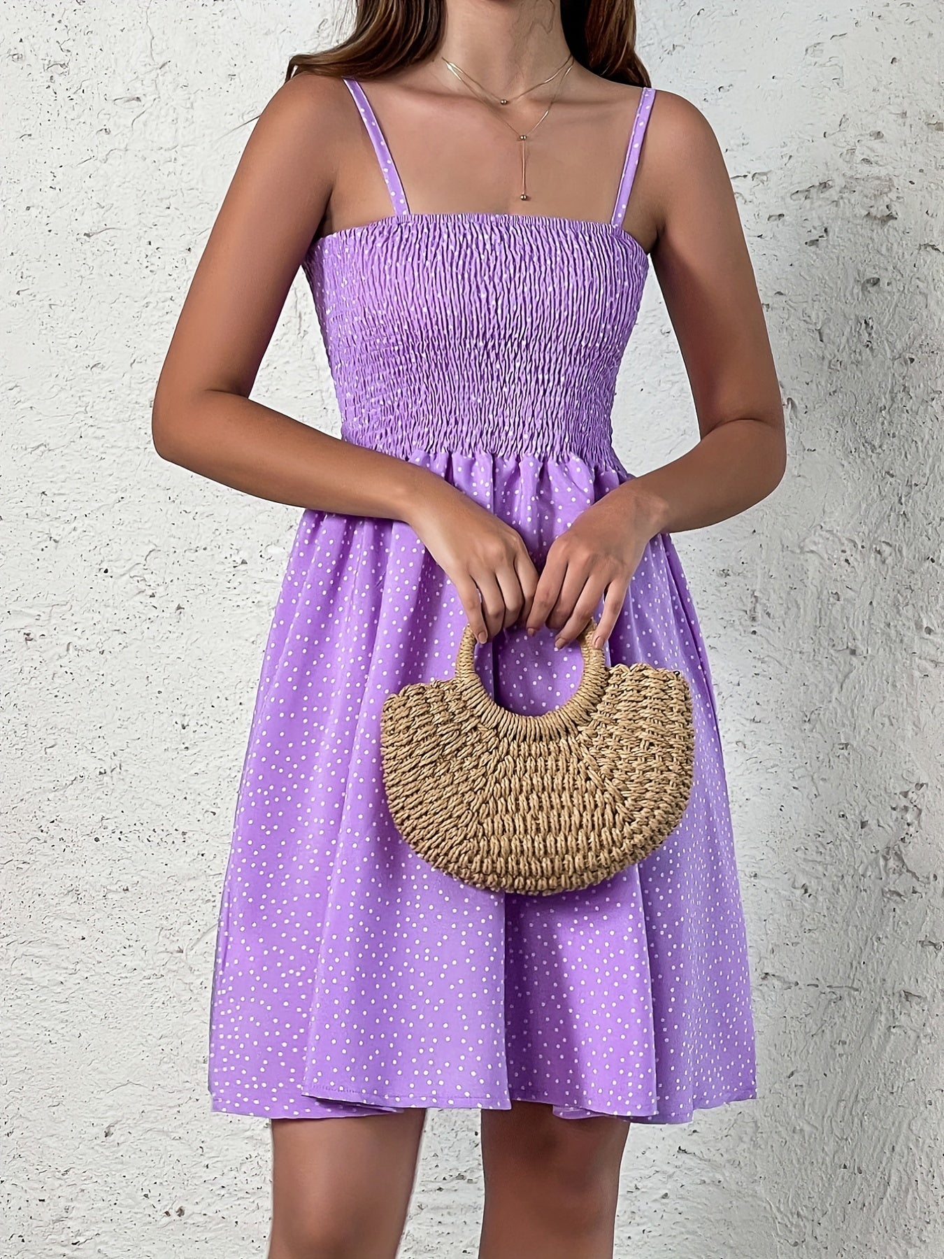 Polka Dot Sommerkleid Damen – Rückenfreies Cami-Kleid, Freizeitkleidung