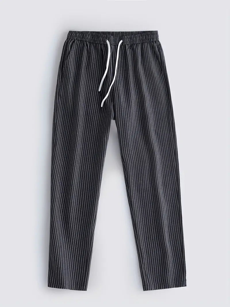 Herren Baumwollmix Hosen – Regular Fit mit Streifenmuster