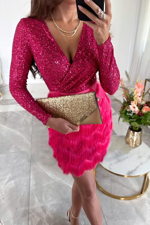 Pailletten-Abendkleid für Damen | Mini