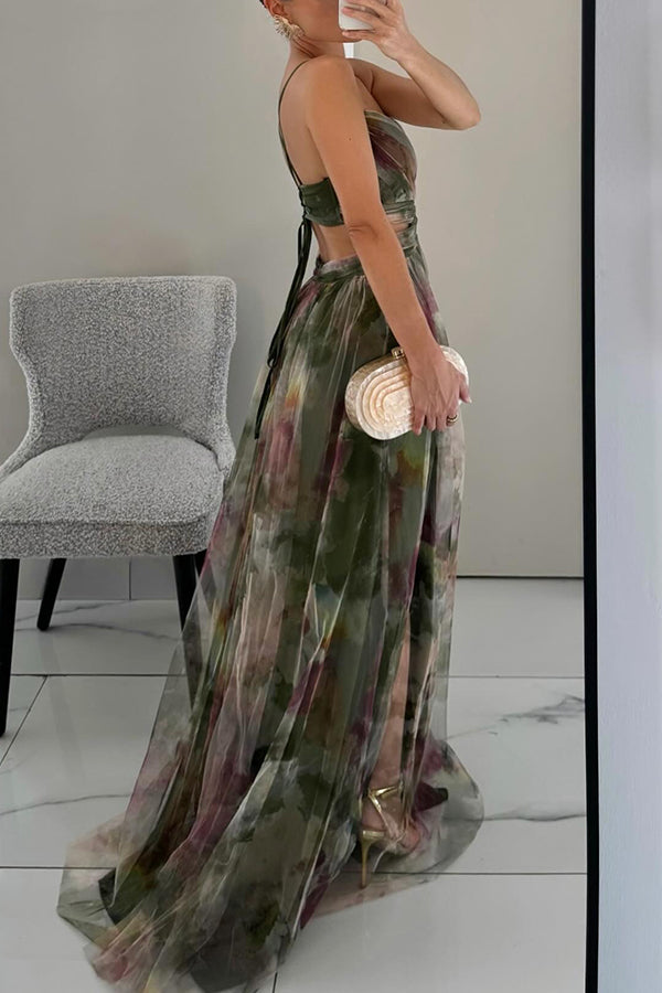 Damen Spaghetti-Träger Hochzeitsgast Kleid | Maxi