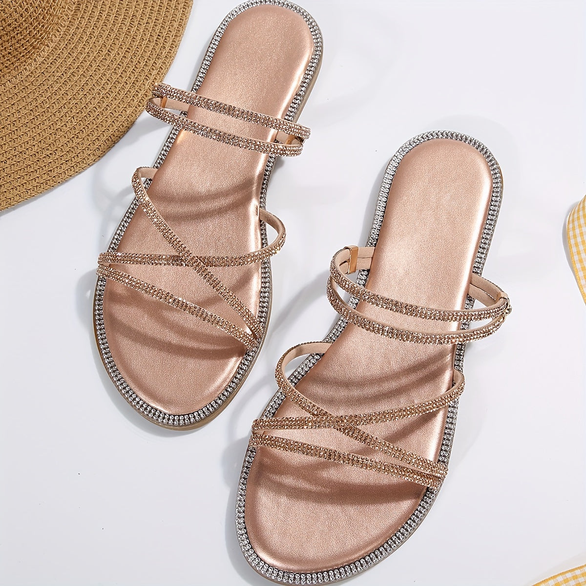 Strass Sandalen & Slipper – Glitzernde Zwei-Wege-Sommerschuhe