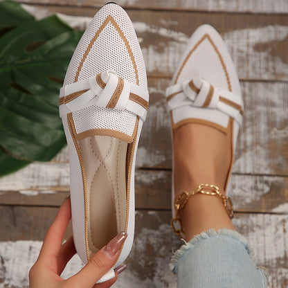 Knotendesign Flats, Atmungsaktive Slip-On Ballerinas mit Spitzzehen