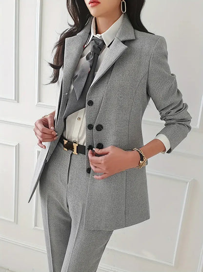 Farbe Modern Jahrgang Blazer Weste & Hose Anzug Set