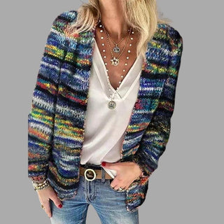 Mehrfarbiger Norweger Strickjacke Damen | Langarm
