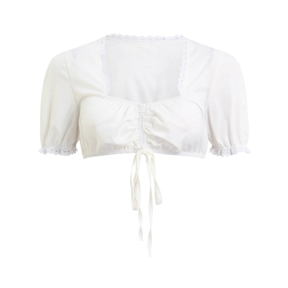 Damen Rüschenkragen Kurzarm Oktoberfest Dirndl Bluse | 2025