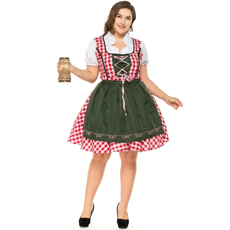 Damen Karo Bayerisches Oktoberfest Dirndlkleid | 2025