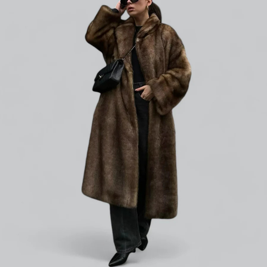 Damen Winter Langer Trench Mantel | Braun