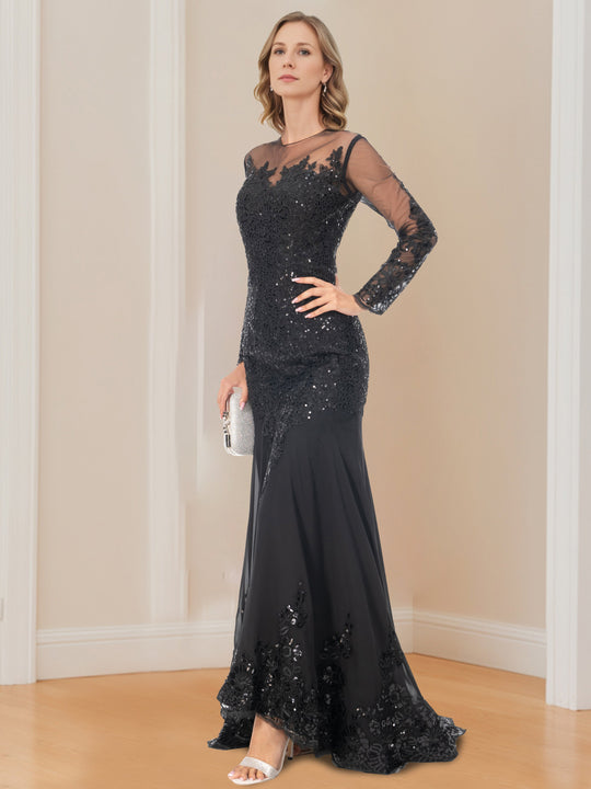 Damen Maxikleid Mit Pailletten Und Meerjungfrauen Schnitt