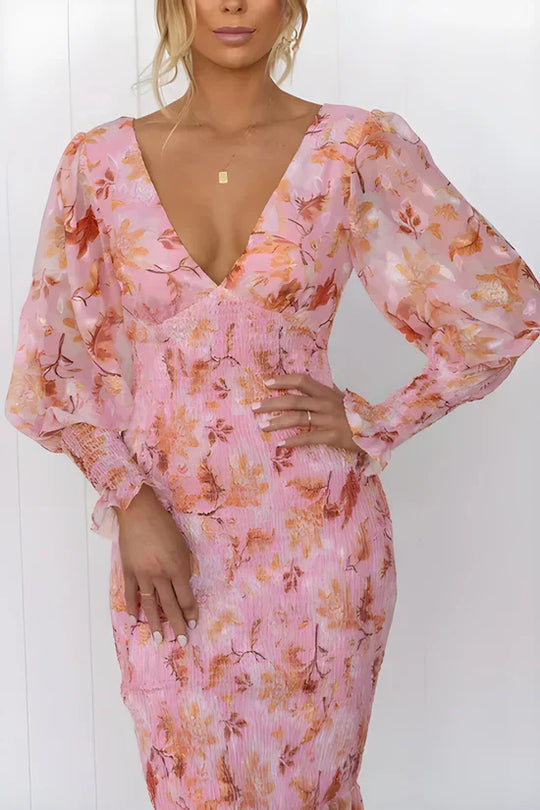 Damen Jahrgang V-Ausschnitt Hochzeit Gast Kleid | Midi