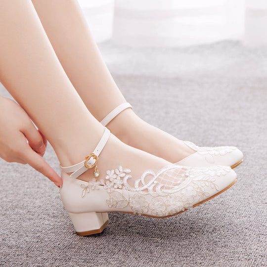 Damen Knöchelwickel Hochzeit Gast High Heels | Runde Zehe