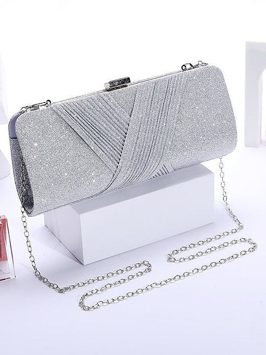 Damen Clutch mit Kettenriemen | Glitzer