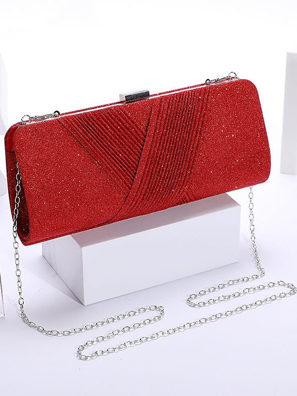 Damen Clutch mit Kettenriemen | Glitzer