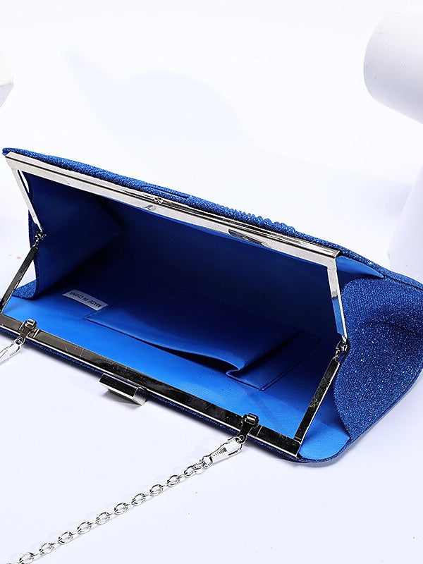 Damen Clutch mit Kettenriemen | Glitzer