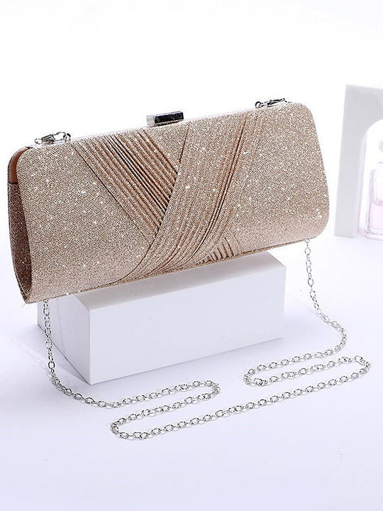 Damen Clutch mit Kettenriemen | Glitzer