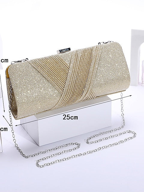 Damen Clutch mit Kettenriemen | Glitzer