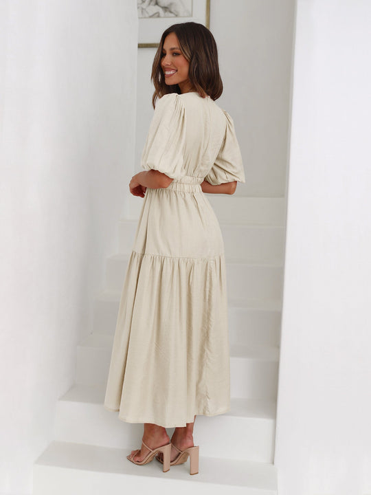 Damen Puffärmel Hochzeit Gast Kleid | Maxi
